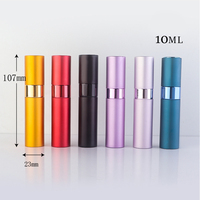 Flacon pulvérisateur de parfum rechargeable portable de 10 ml en aluminium doré, noir ou bleu, avec pompe atomiseur à torsion