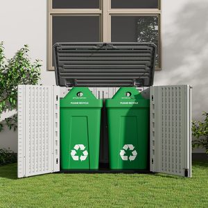 工厂批发重型防水小型塑料白色和棕色庭院花园储物柜庭院花园后院 - Product Image 2