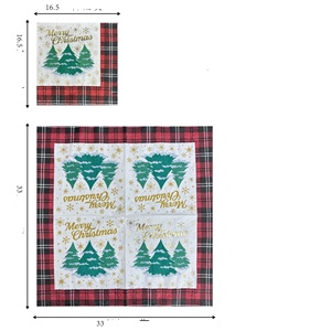 16 serviettes décoratives <span class=keywords><strong>de</strong></span> Noël à carreaux rouges et noirs avec motifs dorés, serviettes <span class=keywords><strong>en</strong></span> <span class=keywords><strong>papier</strong></span> à thème <span class=keywords><strong>de</strong></span> Noël pour restaurants - Product Image 5