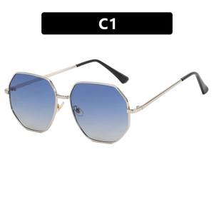 2023 nuovo occhiali da sole in metallo poligonale per le donne oro/<span class=keywords><strong>blu</strong></span>/grigio/montatura da viaggio coreano occhiali da sole da guida - Product Image 5