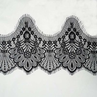 Bordure en dentelle élastique en nylon blanc ivoire fantaisie, nouvelle collection, vente en gros, YUGU YG-3480, 28 cm