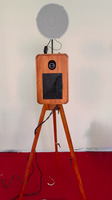 Cabina de Fotos de Roble de Doble Cara con Soporte para Impresora, Carcasa Retro para Cabina de Fotos DSLR para Bodas, Fiestas y Eventos