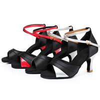 Chaussures de danse latine en cuir or/noir/argent élégantes et bon marché, chaussures de salsa pour femmes