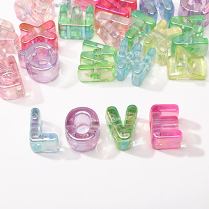 Perles acryliques colorées, 26 lettres anglaises, perles à trou droit, grand trou, perles en vrac, accessoires de bijoux DIY, tissage de bracelet - Product Image 6