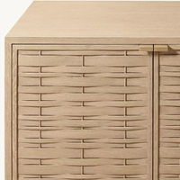 Meuble TV RH TESSERE 6 portes en chêne massif, écologique et durable, console multimédia moderne à motif tressé, façade texturée inspirée du rotin