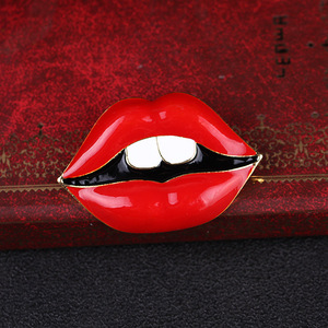 <span class=keywords><strong>Broche</strong></span> en alliage de zinc émaillée de haute qualité, bijou fantaisie en forme de grandes lèvres rouges pour femme - Product Image 3