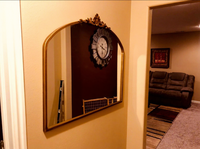 Miroir vintage Art Déco doré 24 x 36 avec cadre entièrement métallique et verre, fait main, léger, pour décoration murale