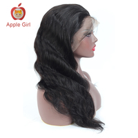 Perruques 360 Full Lace en cheveux humains vierges péruviens, pré-épilées, avec raie profonde, densité 150%, ondulation naturelle, Remy, noires, sans perte de cheveux, entièrement doublement cousues à la machine