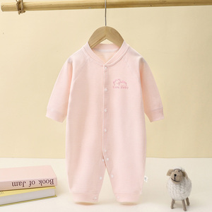 Высококачественная 100% хлопковая детская одежда унисекс для новорожденных пижама с длинными рукавами и застежкой на пуговицах Детский комбинезон - Product Image 4