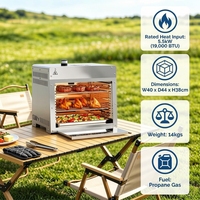 Grill infrarouge portable moderne en acier inoxydable, hauteur réglable, dispositif de sécurité anti-défecte de gaz, allumeur à impulsion au propane
