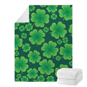 Throw Blanket St Patrick's Day Warm Cozy Soft Lightweight Flannel Fleece Blanket for Sofa Shamrock Fuzzy Blanket Throws