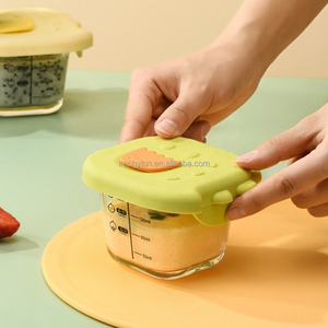 Boîte de conservation alimentaire en verre pour bébé avec couvercles en silicone, anti-fuite, bol d'alimentation pour tout-petit, sans BPA, boîte pour aliments complémentaires - Product Image 4