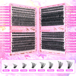 Pestañas <span class=keywords><strong>Postizas</strong></span> de Volumen en Segmentos, 40D 60D 80D 100D, Juego Grande de 640 Piezas, Pestañas de Visón Sintético para DIY, 0.07MM - Product Image 3