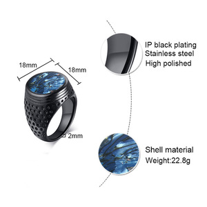 Wholesale New Design Fashion Jewelry <strong>Titanium</strong> Steel Custom Rhinestone <strong>Black</strong> <strong>Rings</strong> for Men - Product Image 5