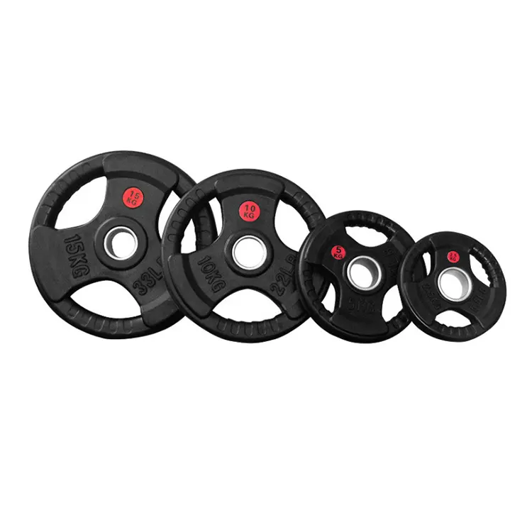 High quality fitness rubber coated weight lifting discs free weights black rubber bumper plates gym accessories