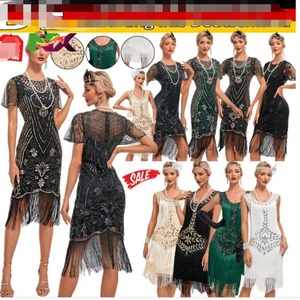 Robe <span class=keywords><strong>Charleston</strong></span> pour femmes des années 1920, années 20, années 30, costume de fête à franges, robe de fête Ecoparty - Product Image 1