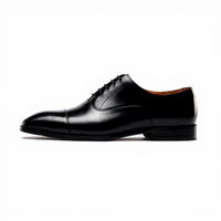Chaussures Oxford en cuir noir pour homme, à lacets, en cuir de veau pleine fleur italien, semelle en caoutchouc, formelles, pour affaires, printemps, automne, mariage, luxe