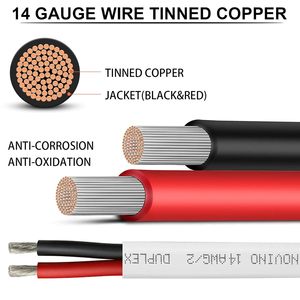 <span class=keywords><strong>Cable</strong></span> Eléctrico Marino 14AWG 14/2 Dúplex Multifilar <span class=keywords><strong>de</strong></span> Cobre Estañado para Aplicaciones Automotrices/RV/Solar/LED - Product Image 2