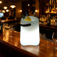 دلو ثلج بلاستيكي ذكي بتصميم عصري مع إضاءة LED متعددة الأغراض للحفلات مع تحكم عن بعد مقاوم للماء IP65 بـ 16 لونًا