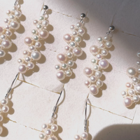 Boucles d'oreilles pendantes en perles d'eau douce de 2-3 mm et 4-5 mm, plaquées or, faites à la main, perles blanches de qualité AAAA, Tianmeng