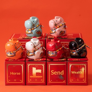 Ornements de <span class=keywords><strong>cheval</strong></span> porte-bonheur en céramique, décoration de bureau du zodiaque, cadeaux du Nouvel An pour le salon, réunion annuelle d'entreprise - Product Image 3