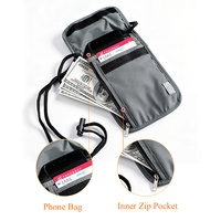 Portefeuille de voyage portable en tissu Oxford imperméable anti-vol RFID, sac bandoulière pour passeport, organiseur de documents et billets d'avion
