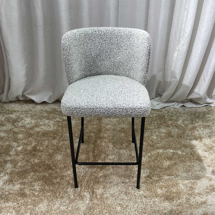 Luxury Modern White Boucle Armrest Chairs Restaurant Kitchen Bar Stools