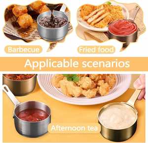 Plat à sauce en acier inoxydable 304 de 80 ml avec poignée, mini-coupelle à sauce au design moderne, compatible lave-vaisselle, durable pour les buffets et restaurants - Product Image 4