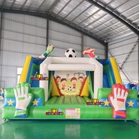 Château gonflable de football avec double toboggan, structure gonflable commerciale en PVC pour location, événements et fêtes d'enfants