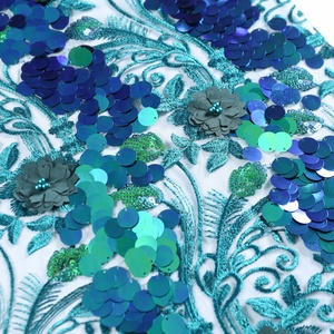 Apliques de encaje de malla cuentas <span class=keywords><strong>verde</strong></span> bordado grande de tela para el vestido - Product Image 2