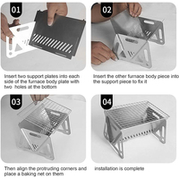 Nouveau mini barbecue portable pliable et démontable pour charbon de bois, avec grille de cuisson et foyer détachable