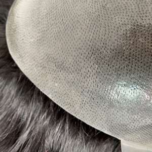 Spedizione veloce base di elaborazione parrucchino 100% veri capelli umani europei pezzi di sistema di sostituzione per gli uomini parrucchino pelle super sottile per gli uomini - Product Image 3