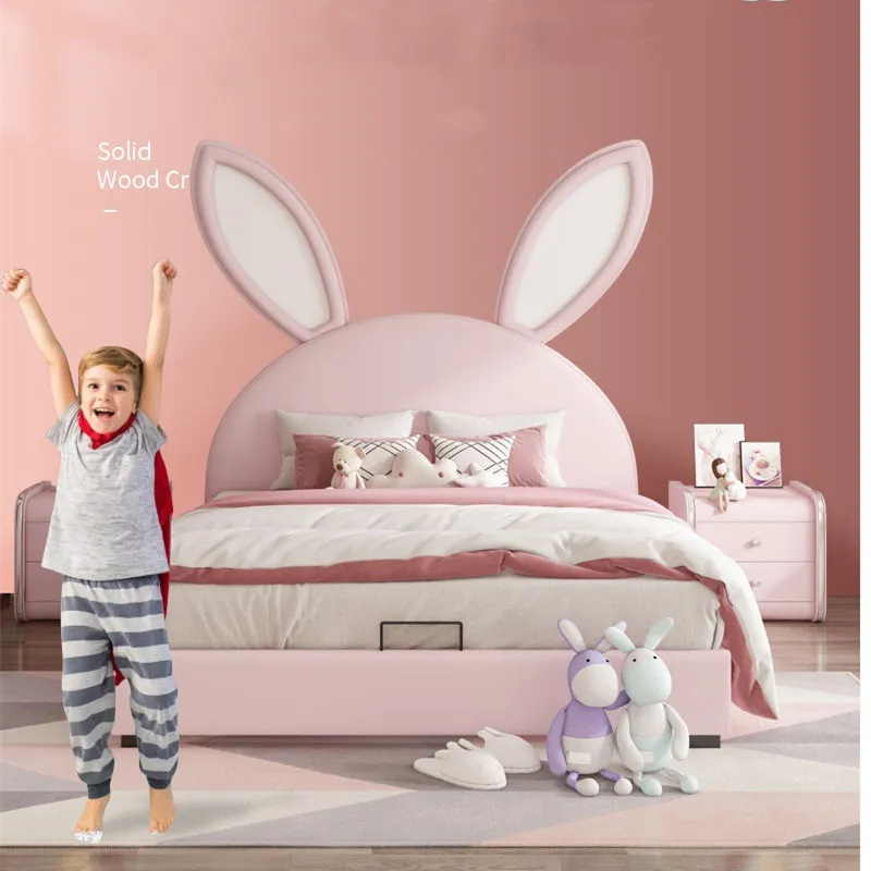 Crianças coelho novo design cama meninas, princesa rosa menino, adorável, crianças, cama, quarto, conjunto, móveis