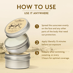 Marque privée Baume solaire au suif Zinc et suif Crème minérale de <span class=keywords><strong>boeuf</strong></span> à l'huile d'olive et à la cire d'abeille Résistant à l'eau 20 SPF - Product Image 5