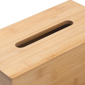 Natural Wooden Rectangular Tissue Holder with Slide-Out Bottom Bamboo Facial Tissue <b>Box</b> Cover <b>Removable</b> Bottom - Product Image 3