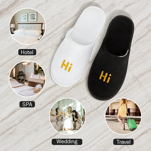 <span class=keywords><strong>Pantofole</strong></span> in Velluto per Hotel con Logo Ricamato, Lavabili e Riciclabili, in Pile Corallo, per Ospiti di Matrimoni - Product Image 5