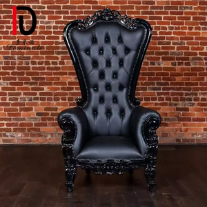 Silla de trono con respaldo alto de estilo Queen, sillas de trono con respaldo alto de oro blanco de lujo, sillas de boda con trono real a la venta - Product Image 6