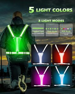 Chaleco Reflectante LED para Correr, 5 Luces de Colores, Alta Visibilidad, Chaleco Reflectante Recargable, Chaleco Luminoso para Correr - Product Image 2