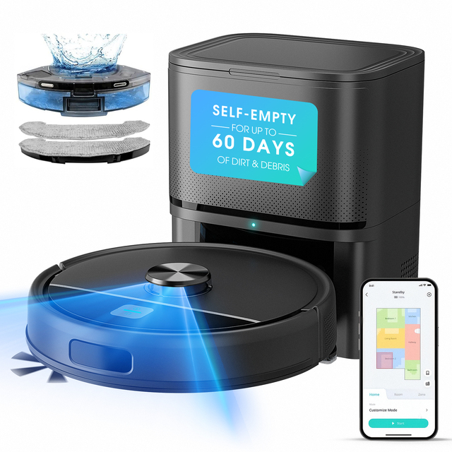 Robot Vacuum Cleaner LiDAR Navigation Automatic Sweeping Aspiradora with Self-Emptying Wet and Dry Robot Vacuum Cleaner and Mop