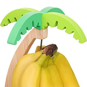 Support à bananes en bois pour la maison, le salon, le bureau, <span class=keywords><strong>rangement</strong></span> de fruits, support suspendu en bois massif avec crochet en forme de feuille, support vertical pour fruits - Product Image 5