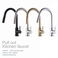 Robinet de Cuisine Moderne en Acier Inoxydable Économique Sans Plomb avec Douchette Extractible, Mitigeur d'Évier