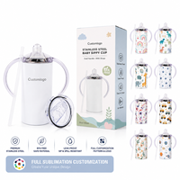 Gobelet isotherme personnalisé en acier inoxydable à double paroi de 12 oz, avec poignée en forme de bec de canard, pour bébés, sublimation possible