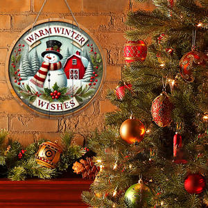 Spot Christmas Colgantes creativos Artesanía de madera Letrero de puerta redonda <span class=keywords><strong>Serie</strong></span> de etiquetas colgantes de madera Colgante decorativo - Product Image 4