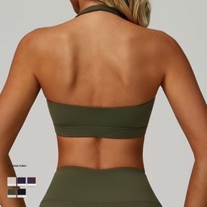Soutien-gorge de sport à col halter pour femme, maintien élevé, antidérapant, haut de yoga, dos creux sexy, push-up, veste de fitness, vêtements de sport pour la course à pied - Product Image 2