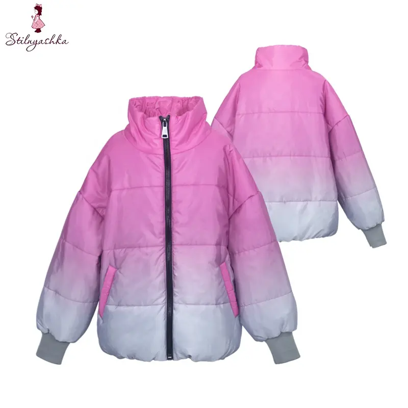 Stilnyashka 101004 New Pink jacket for baby girl,Stand Collar Zipper girls jackets,Warm Kids Winter teen girls clothing