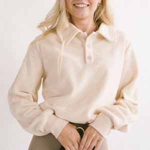 Vendita all'ingrosso autunno inverno da <span class=keywords><strong>donna</strong></span> essenziale peso massimo manica lunga Top Logo personalizzato in <span class=keywords><strong>pile</strong></span> tinta unita con colletto Button up - Product Image 2