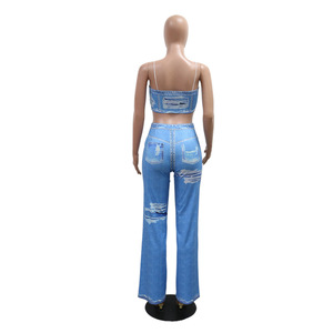 <b>Sexy</b> Spaghetti Straps Top Pants Fashion Printed Women Two Piece <b>Set</b> Without Pockets Fashion - Product Image 6