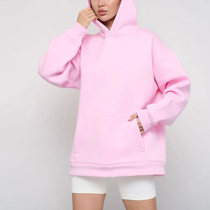 Sweat à capuche surdimensionné pastel pour femmes doux rose lavande pull sweat chaud épais polaire personnalisable sweats à capuche décontractés - Product Image 4