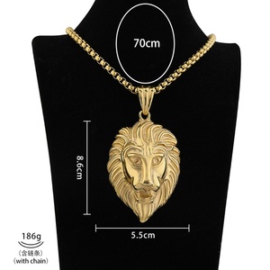 Pendentif Tête de Grand Lion pour Homme, Collier Hip Hop, Bijoux en Acier Inoxydable Poli Noir, Argenté, Plaqué Or, Fabrication d'Usine - Product Image 2