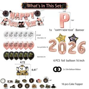 YouLun 2026 Décorations du Nouvel An, ballon en feuille métallisée, accessoires de photomaton scintillants, confettis, fournitures de fête pour le Nouvel An - Product Image 6